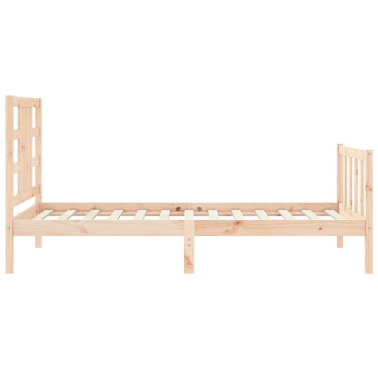 Bedframe met hoofdbord massief hout 90x200 cm