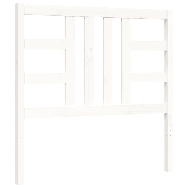 Bedframe met hoofdbord massief hout wit 90x200 cm