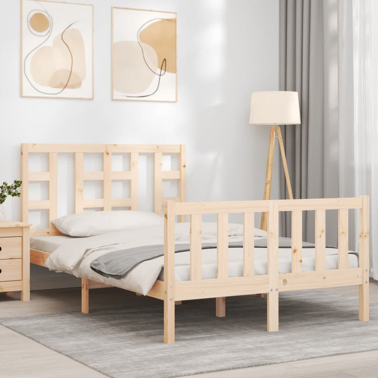 Bedframe met hoofdbord massief hout 120x200 cm