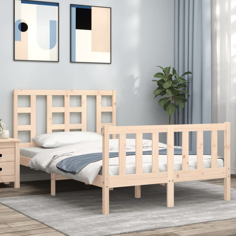 Bedframe met hoofdbord massief hout 120x200 cm