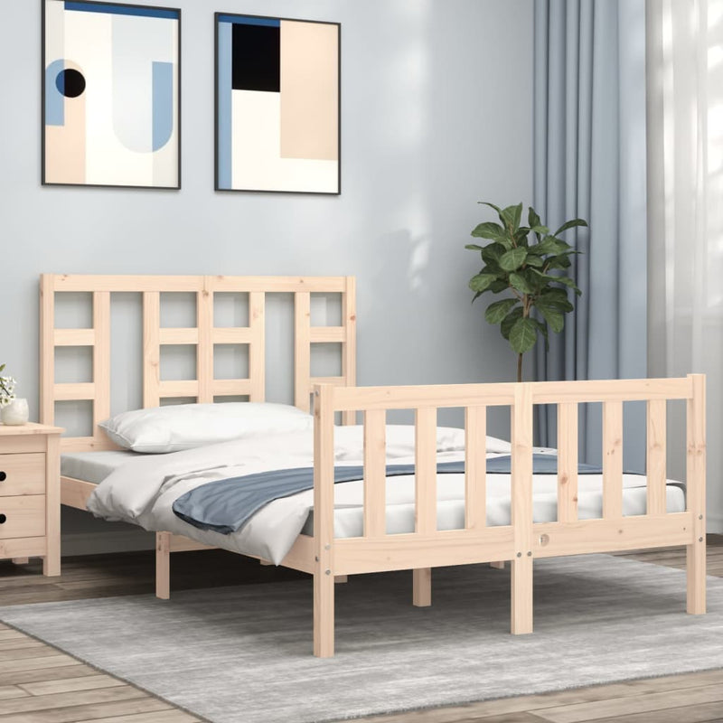 Bedframe met hoofdbord massief hout 120x200 cm