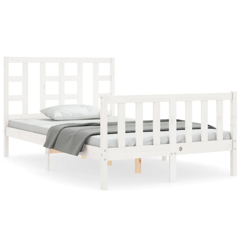 Bedframe met hoofdbord massief hout wit 120x200 cm