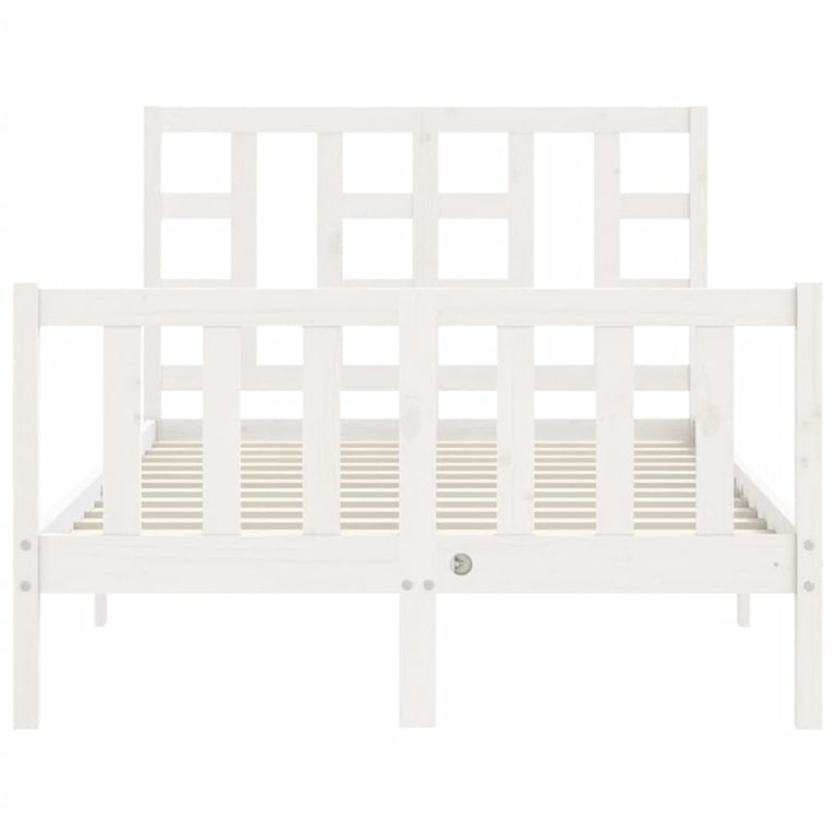 Bedframe met hoofdbord massief hout wit 120x200 cm