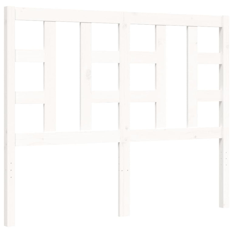 Bedframe met hoofdbord massief hout wit 120x200 cm