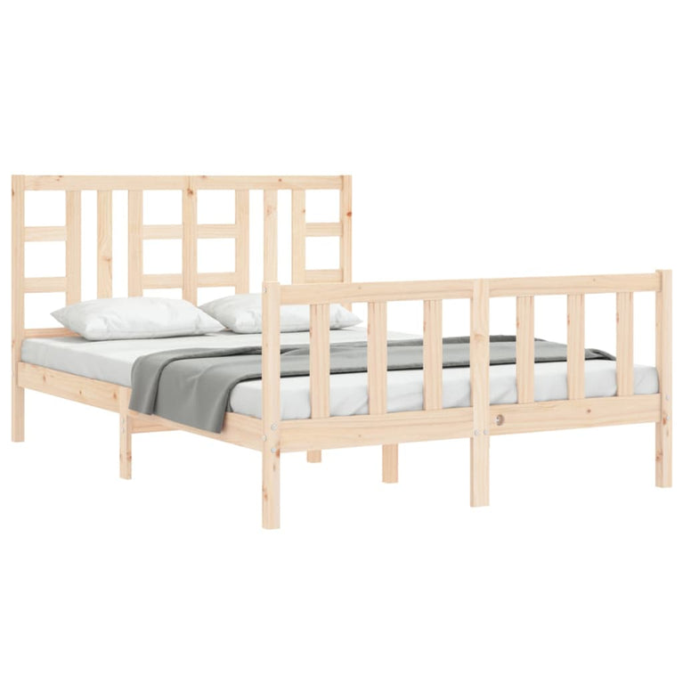Bedframe met hoofdbord massief hout 140x200 cm