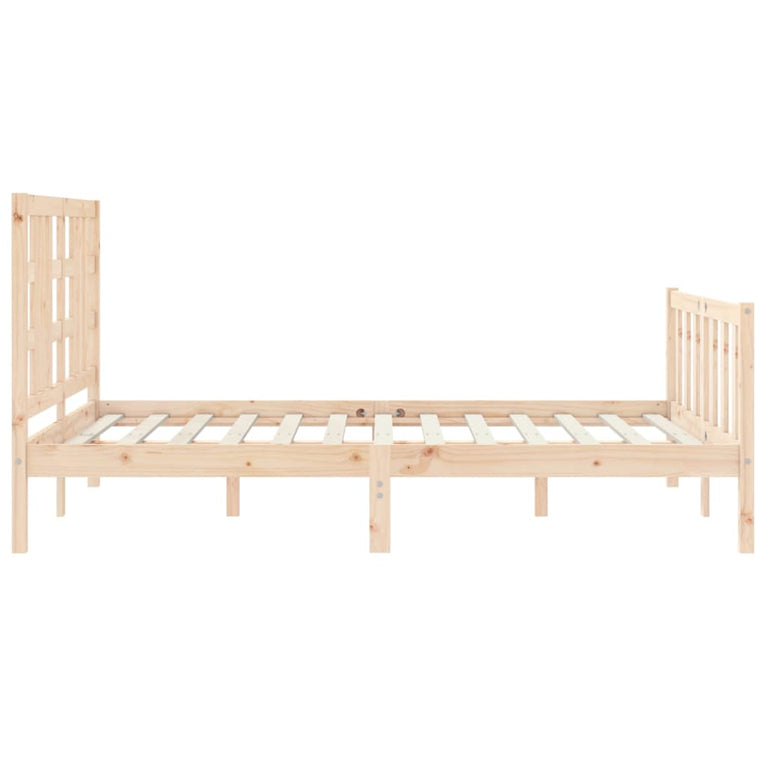 Bedframe met hoofdbord massief hout 140x200 cm