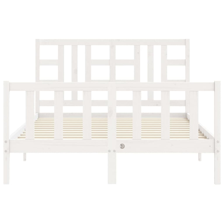 Bedframe met hoofdbord massief hout wit 140x200 cm