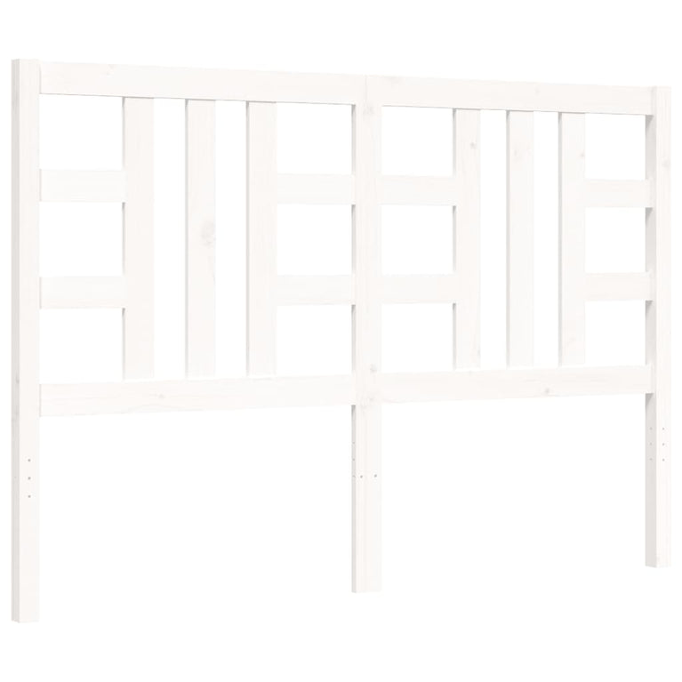 Bedframe met hoofdbord massief hout wit 140x200 cm