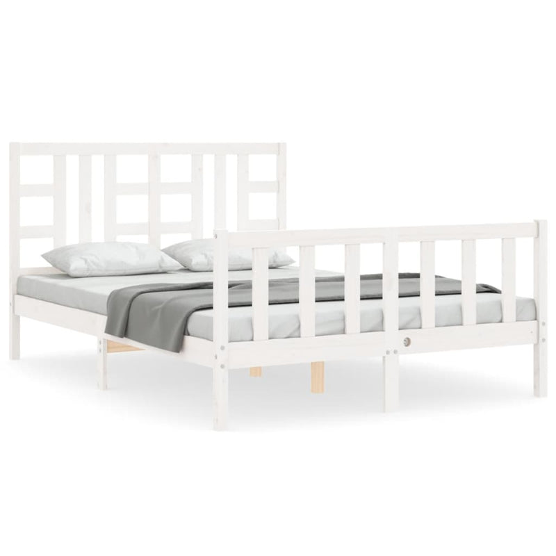 Bedframe met hoofdbord massief hout wit 5 FT King Size