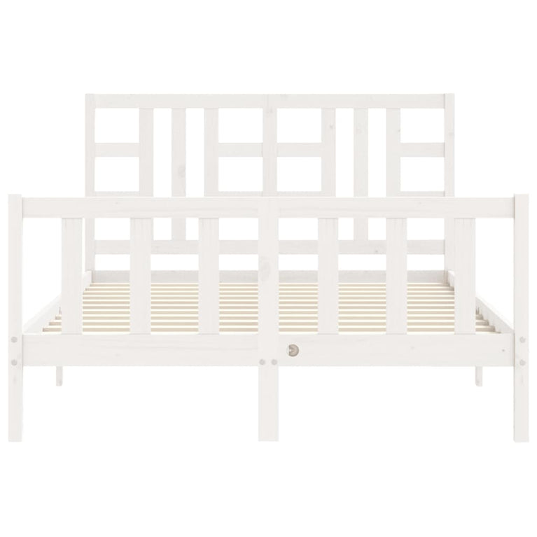 Bedframe met hoofdbord massief hout wit 5 FT King Size