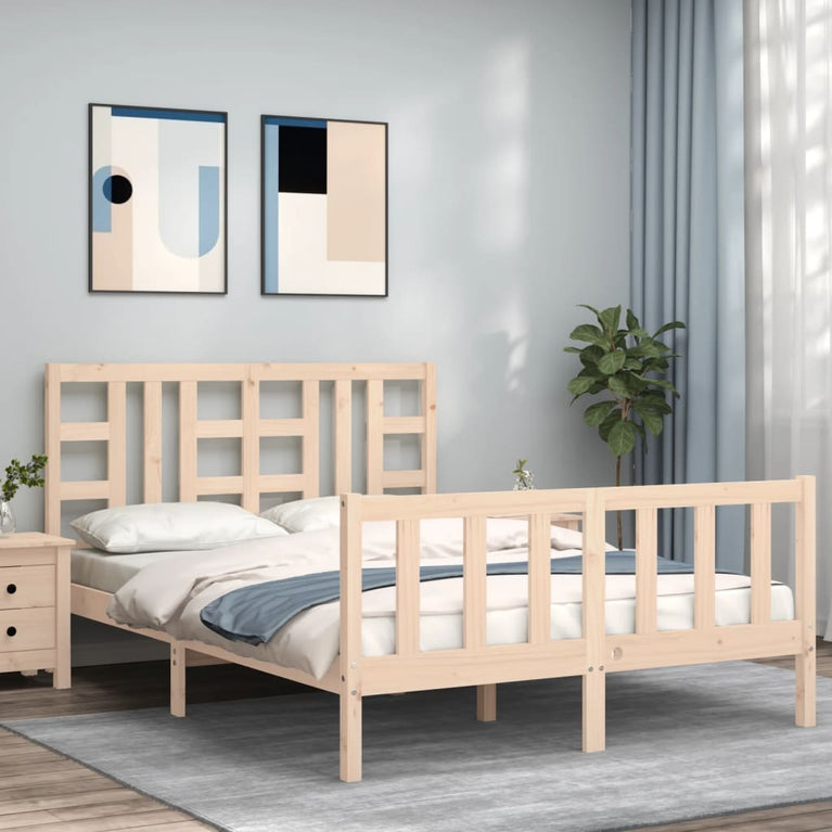 Bedframe met hoofdbord massief hout 160x200 cm