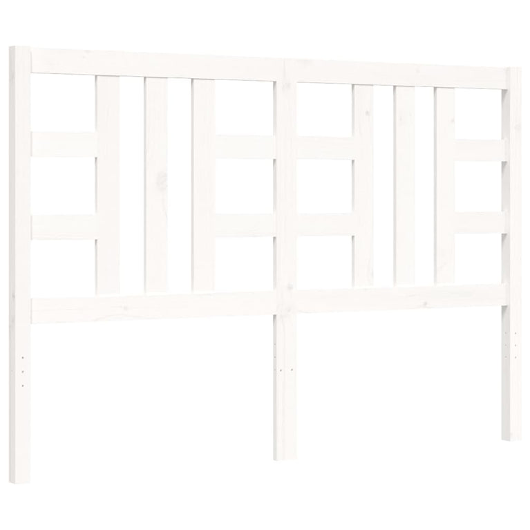 Bedframe met hoofdbord massief hout wit 160x200 cm