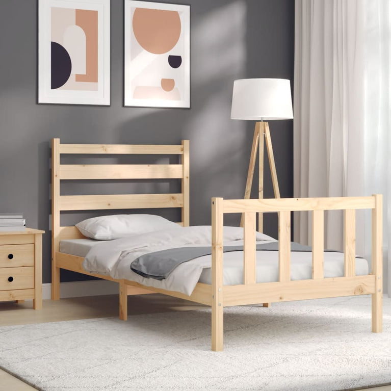 Bedframe met hoofdbord massief hout 2FT6 Small Single