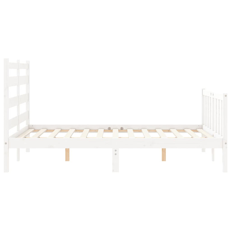 Bedframe met hoofdbord massief hout wit 4FT Small Double
