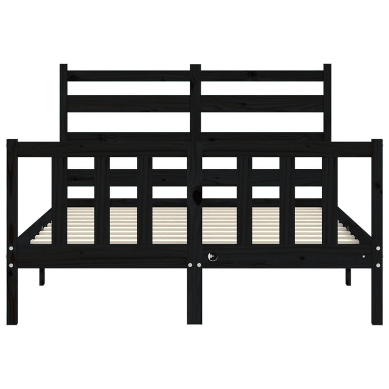 Bedframe met hoofdbord massief hout zwart 4FT Small Double