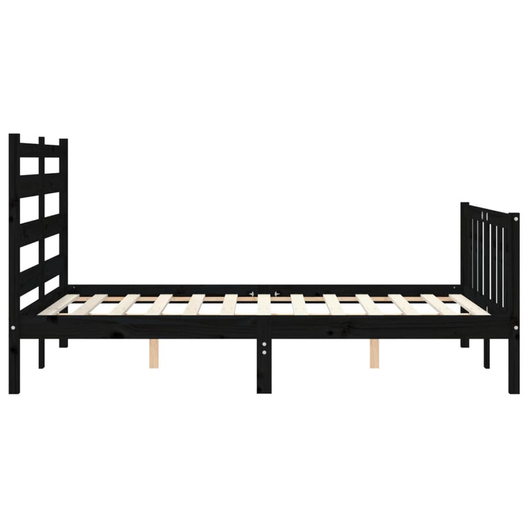 Bedframe met hoofdbord massief hout zwart 4FT Small Double