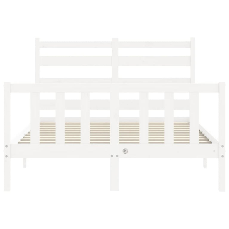 Bedframe met hoofdbord massief hout wit 140x190 cm