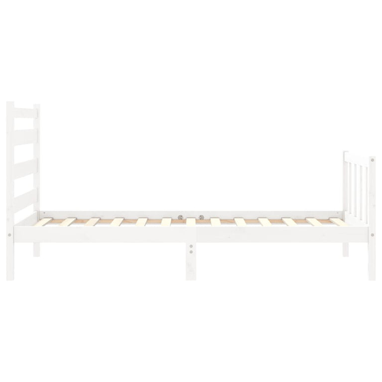 Bedframe met hoofdbord massief hout wit 90x200 cm