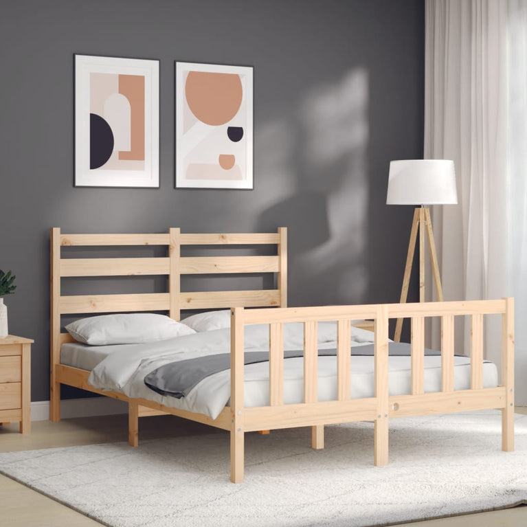 Bedframe met hoofdbord massief hout 120x200 cm