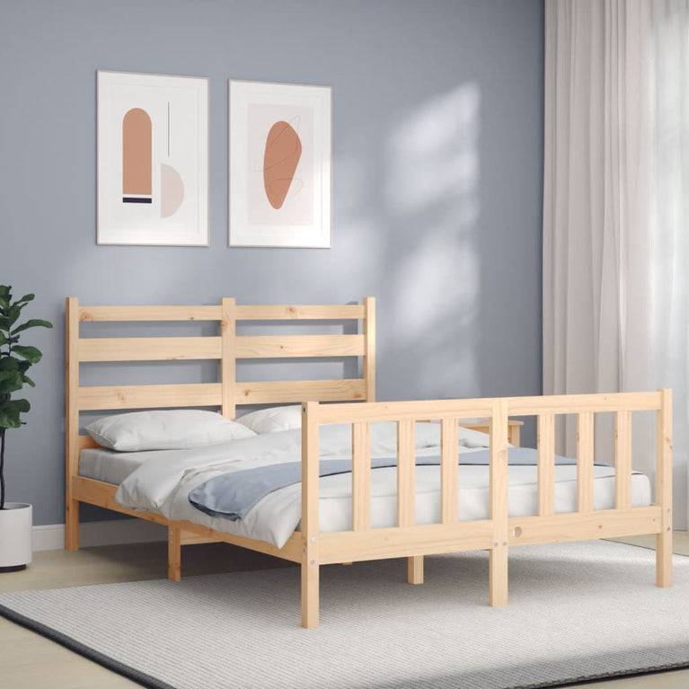 Bedframe met hoofdbord massief hout 120x200 cm