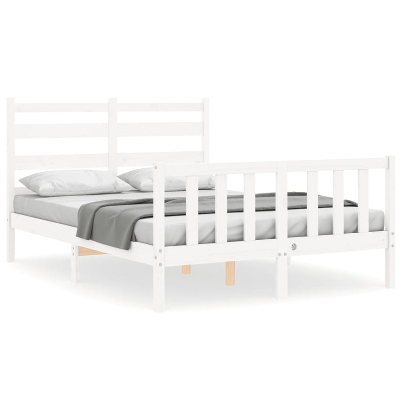Bedframe met hoofdbord massief hout wit 120x200 cm