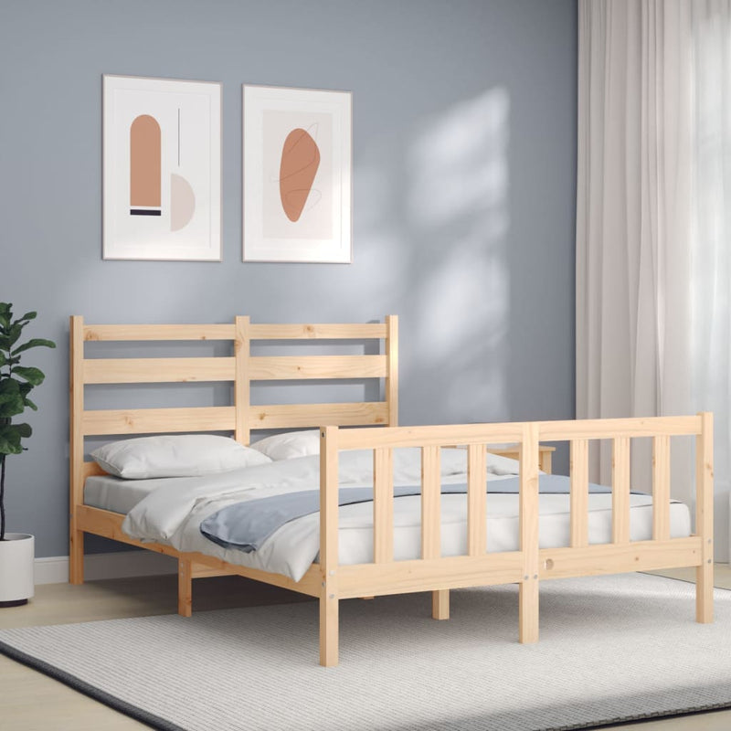 Bedframe met hoofdbord massief hout 140x200 cm