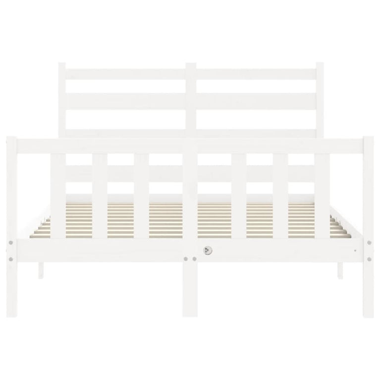 Bedframe met hoofdbord massief hout wit 140x200 cm