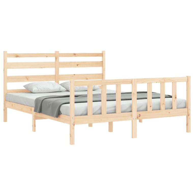 Bedframe met hoofdbord massief hout 160x200 cm