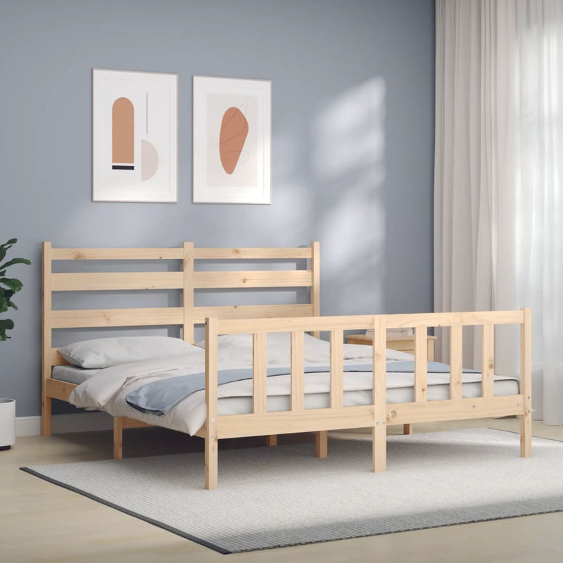 Bedframe met hoofdbord massief hout 160x200 cm
