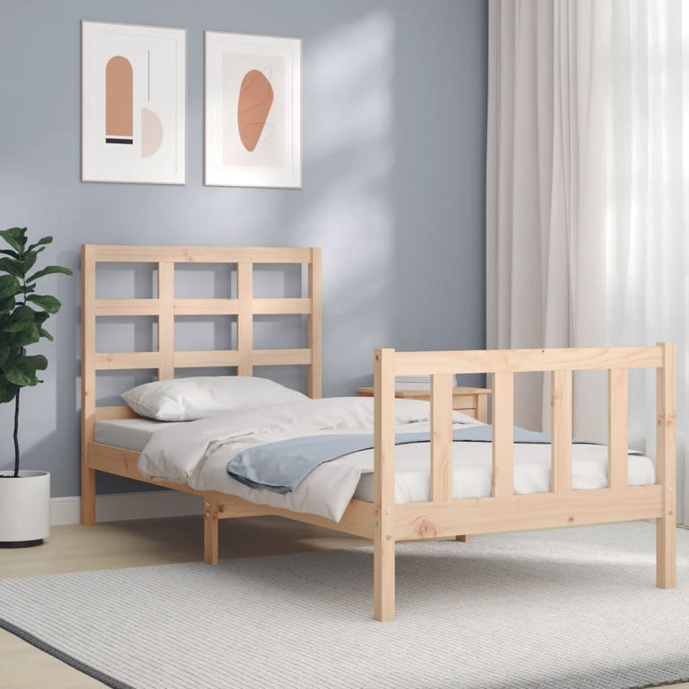 Bedframe met hoofdbord massief hout 2FT6 Small Single