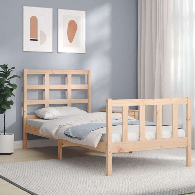 Bedframe met hoofdbord massief hout 2FT6 Small Single