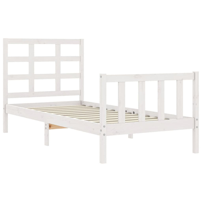 Bedframe met hoofdbord massief hout wit 2FT6 Small Single
