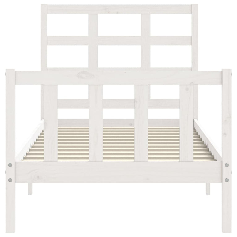 Bedframe met hoofdbord massief hout wit 2FT6 Small Single