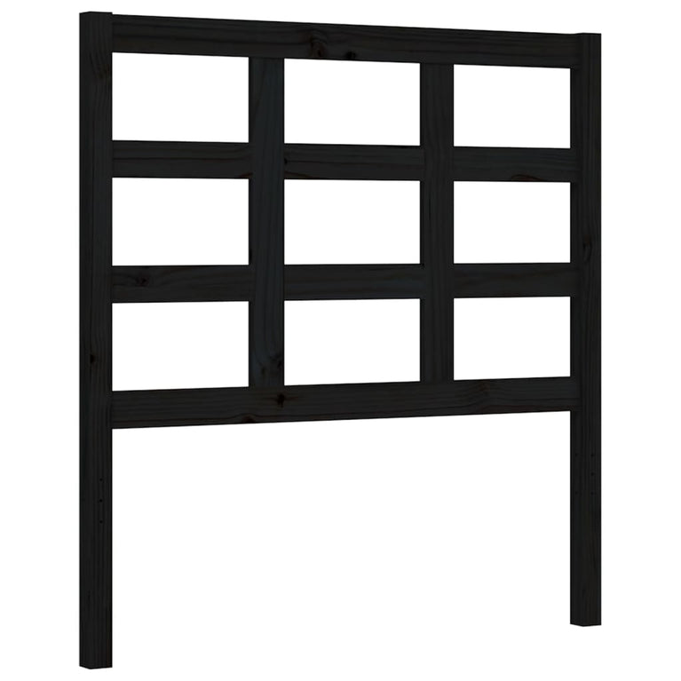 Bedframe met hoofdeinde massief hout zwart 90x190 cm
