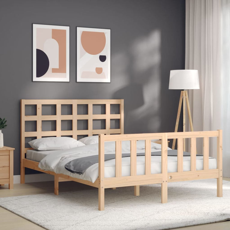 Bedframe met hoofdbord massief hout 4FT Small Double