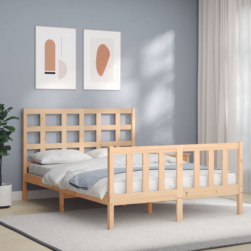 Bedframe met hoofdbord massief hout 4FT Small Double