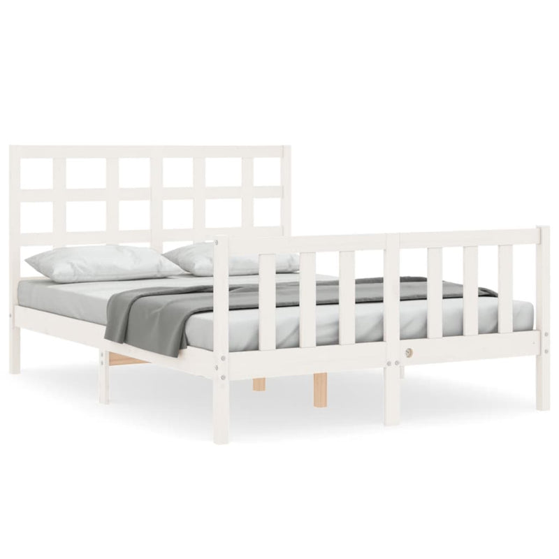 Bedframe met hoofdbord massief hout wit 4FT Small Double