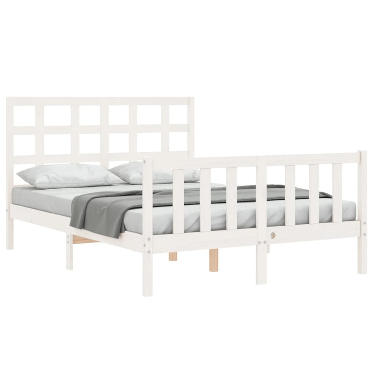 Bedframe met hoofdbord massief hout wit 4FT Small Double