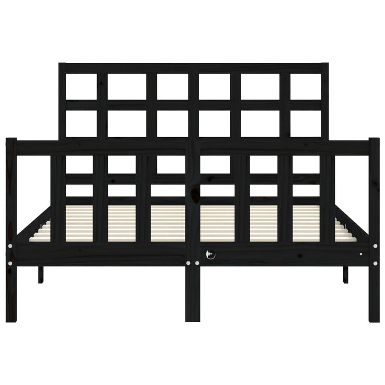 Bedframe met hoofdbord massief hout zwart 4FT Small Double