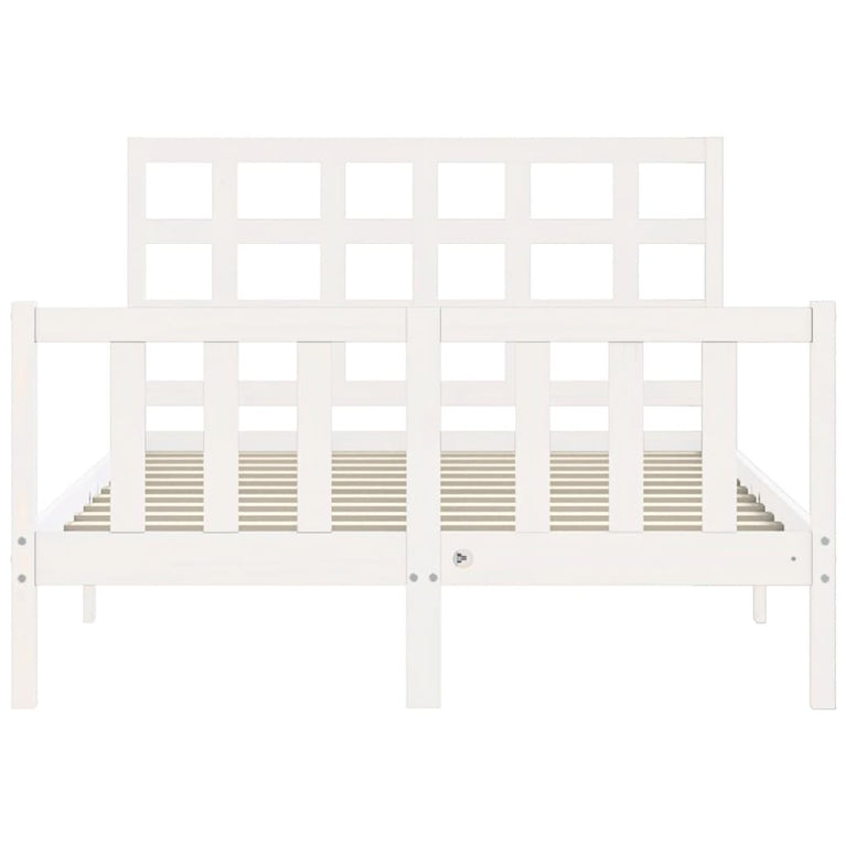 Bedframe met hoofdbord massief hout wit 140x190 cm
