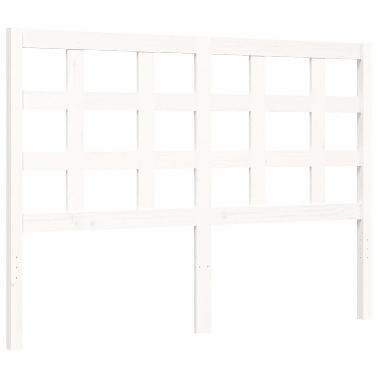 Bedframe met hoofdbord massief hout wit 140x190 cm