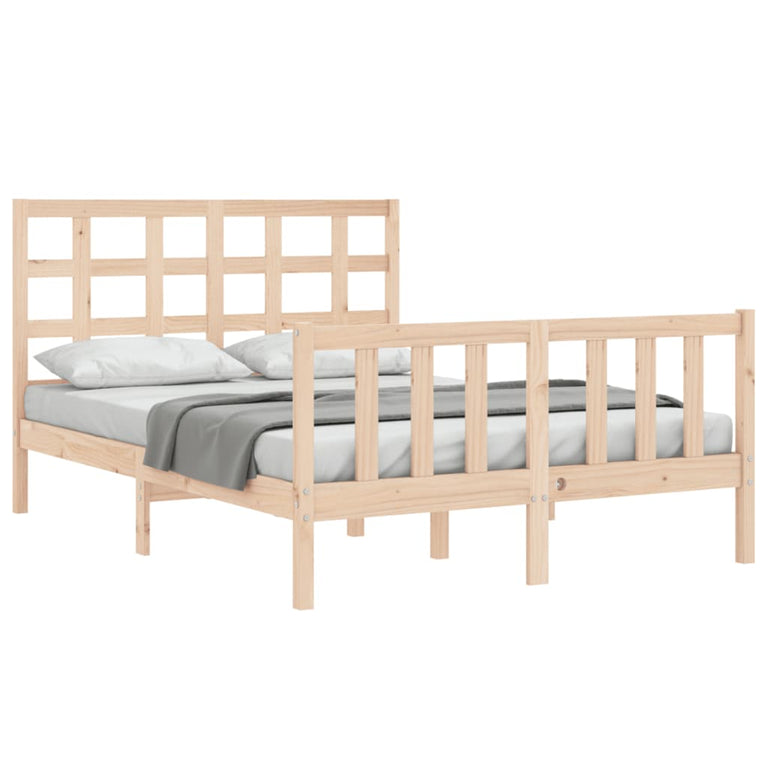 Bedframe met hoofdbord massief hout 120x200 cm