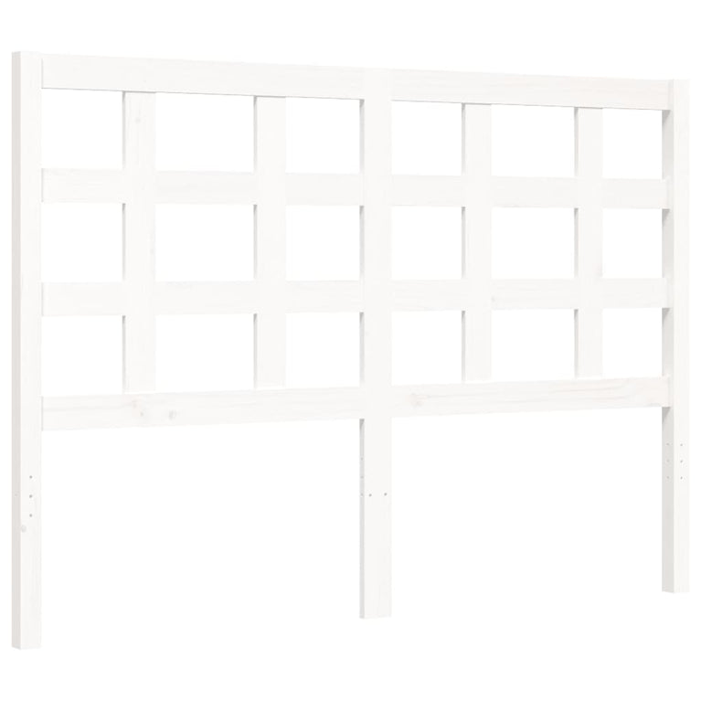 Bedframe met hoofdbord massief hout wit 120x200 cm