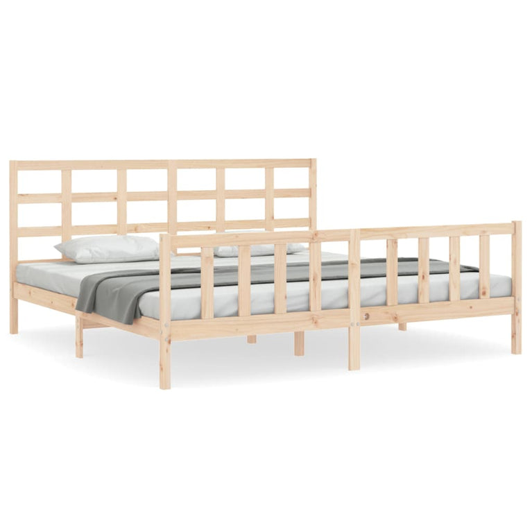 Bedframe met hoofdbord massief hout 160x200 cm