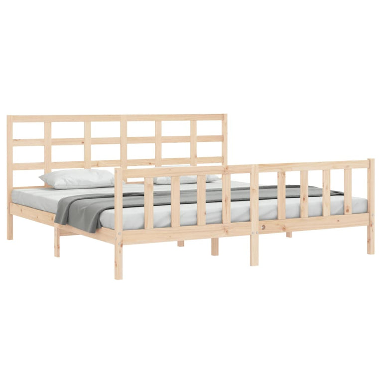 Bedframe met hoofdbord massief hout 160x200 cm