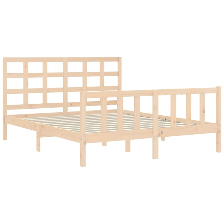 Bedframe met hoofdbord massief hout 160x200 cm