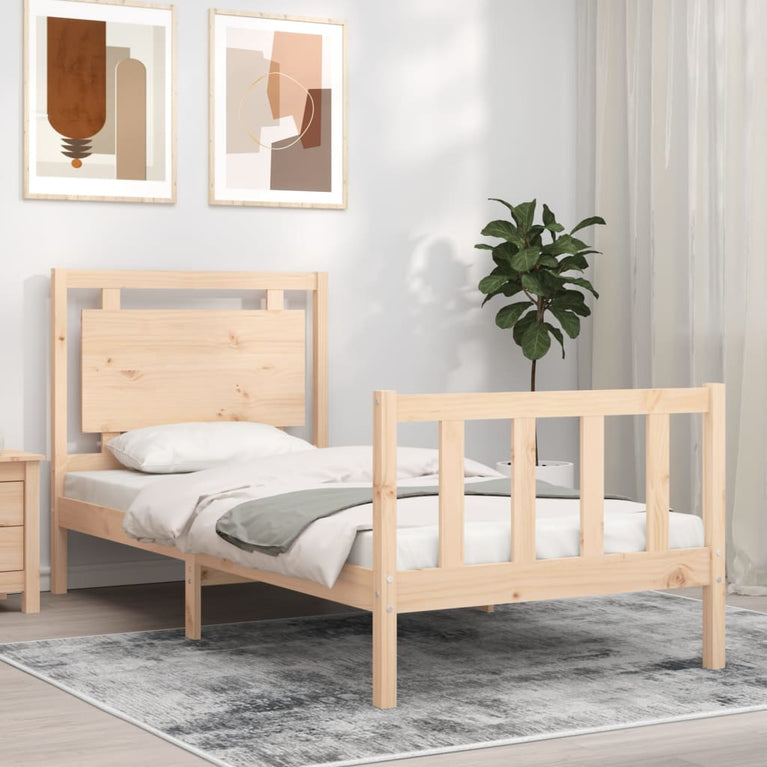 Bedframe met hoofdbord massief hout 2FT6 Small Single