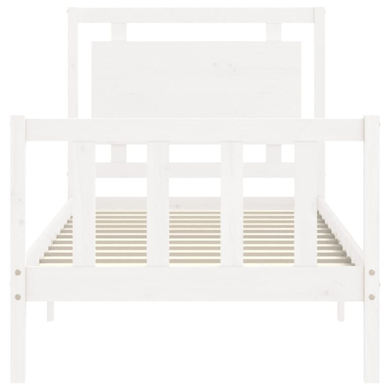 Bedframe met hoofdbord massief hout wit 2FT6 Small Single