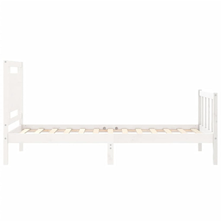 Bedframe met hoofdbord massief hout wit 2FT6 Small Single