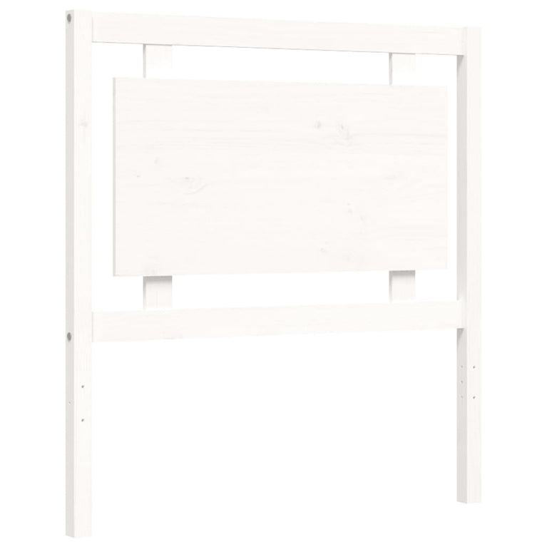 Bedframe met hoofdbord massief hout wit 90x190 cm